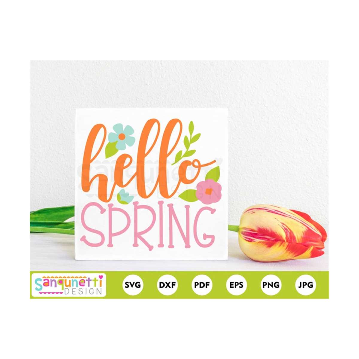 Hello spring floral SVG, lettering cut file for silhouette a | Inspire ...