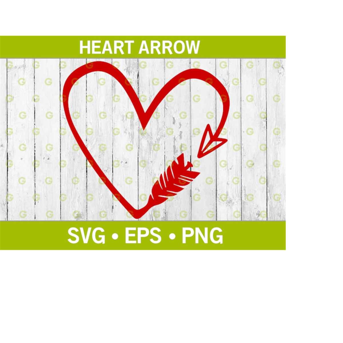 Red Heart with Arrow SVG, Archery Heart Svg, Red Heart Desig Inspire