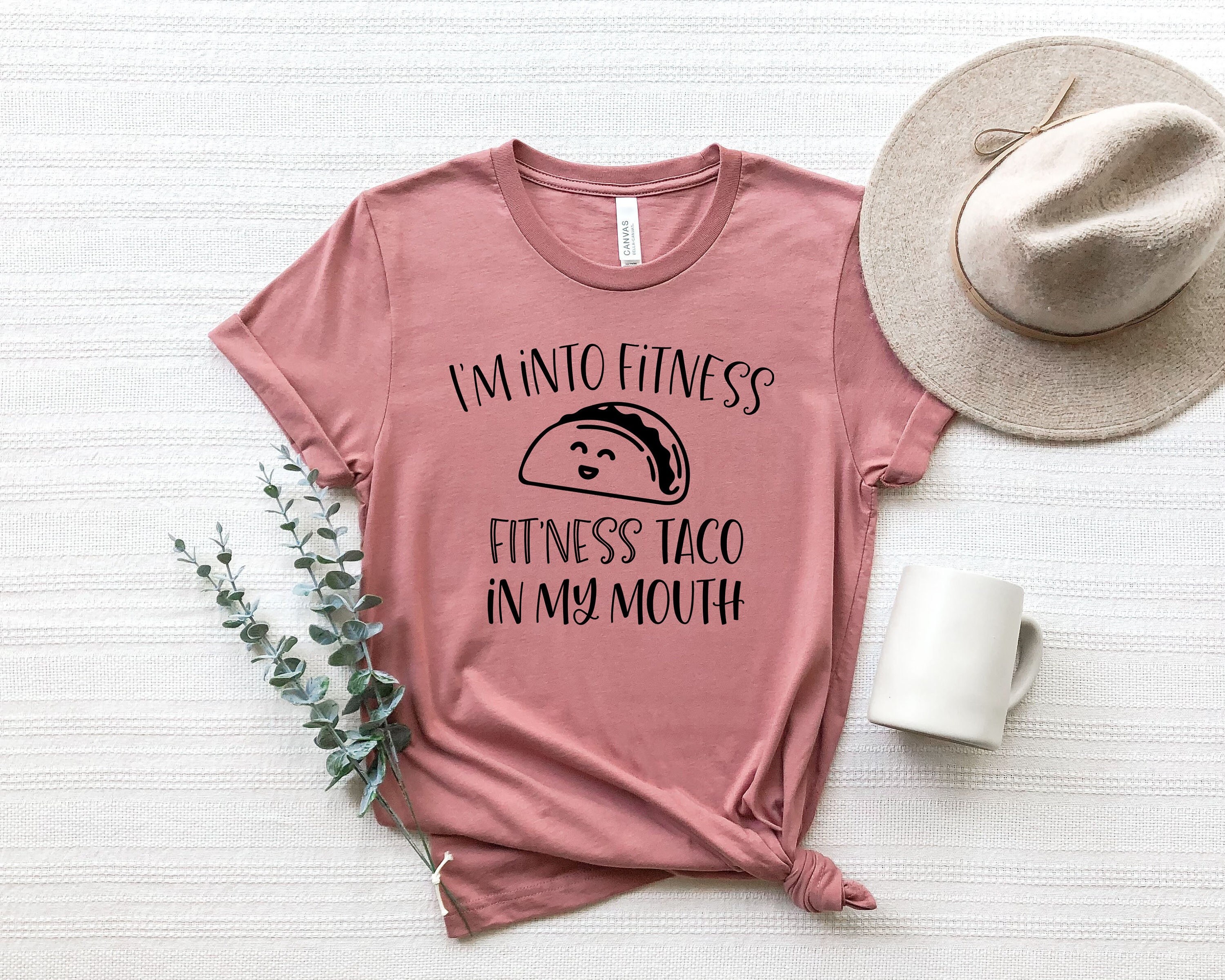 Funny "I'm Into Fitness (Fitness Taco In My Mouth)" Men's T-Shirt - Gym Food Humor Tee - View #8