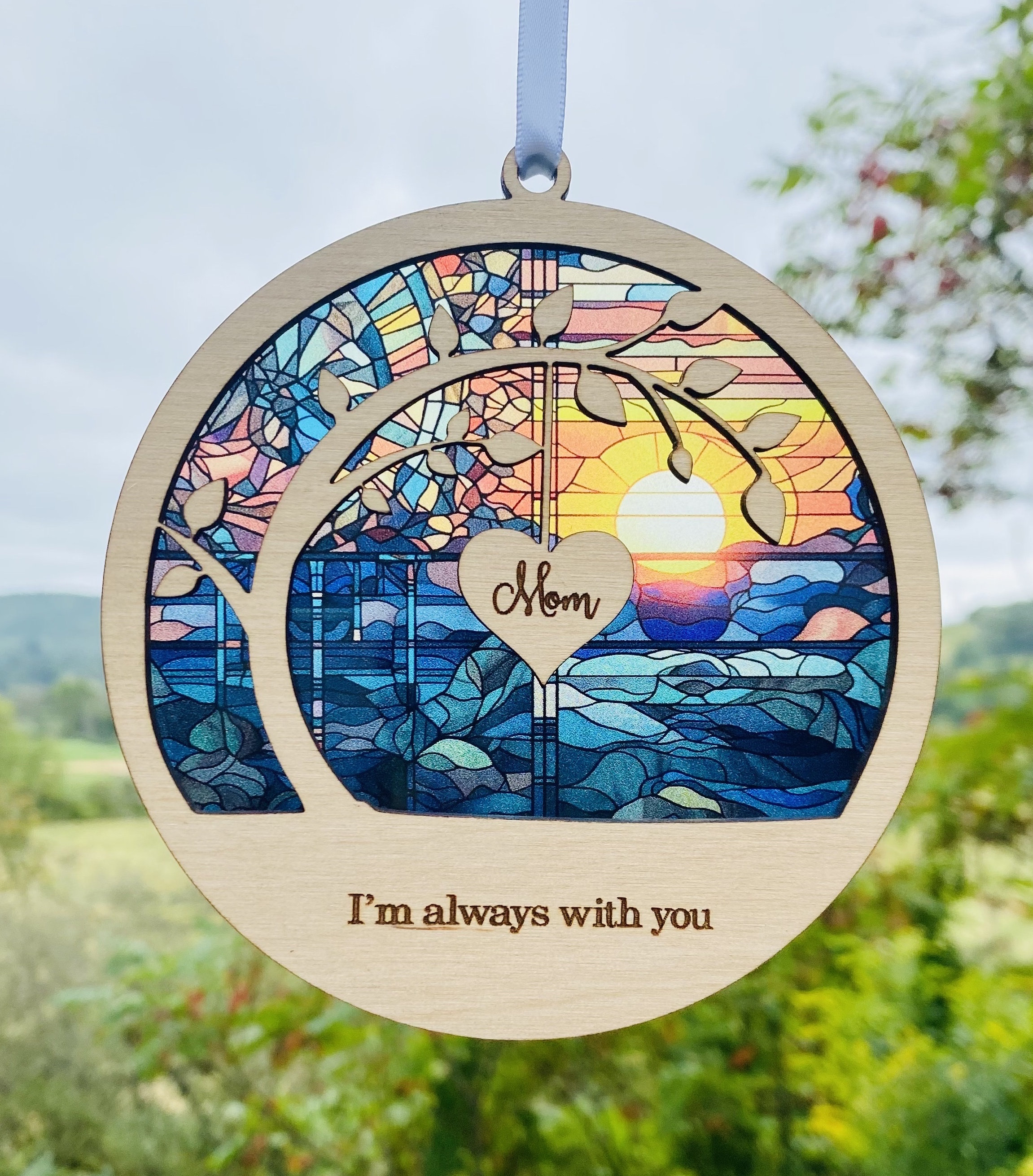 sun catcher Sympathy gift, poem card Memorial suncatcher, sy Inspire
