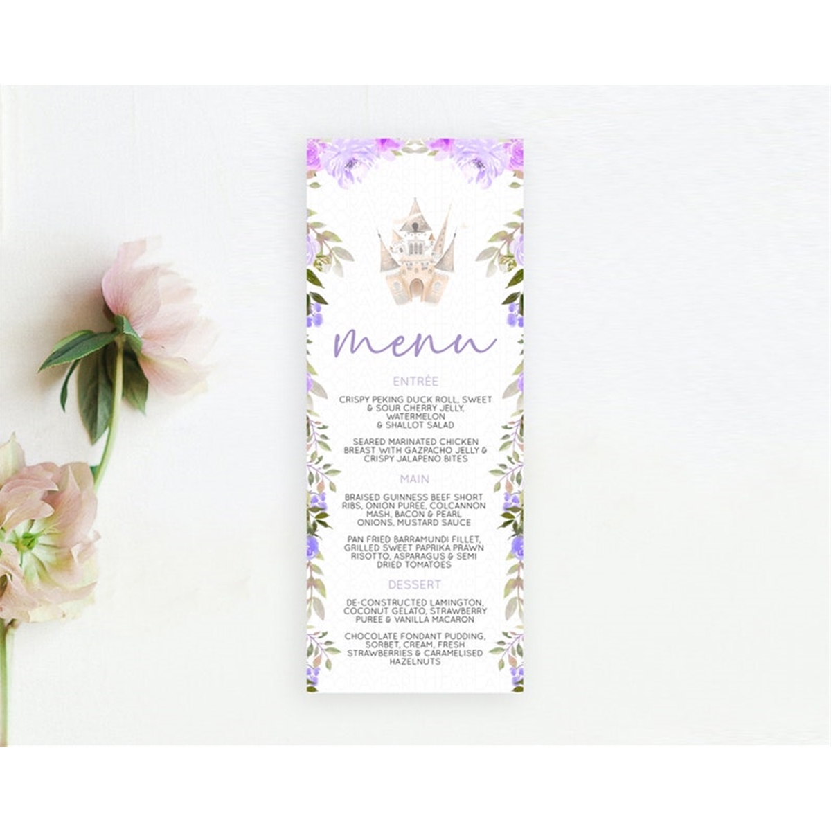 Princess Menu Castle Menu Template Secret Garden Table Decor - Inspire ...