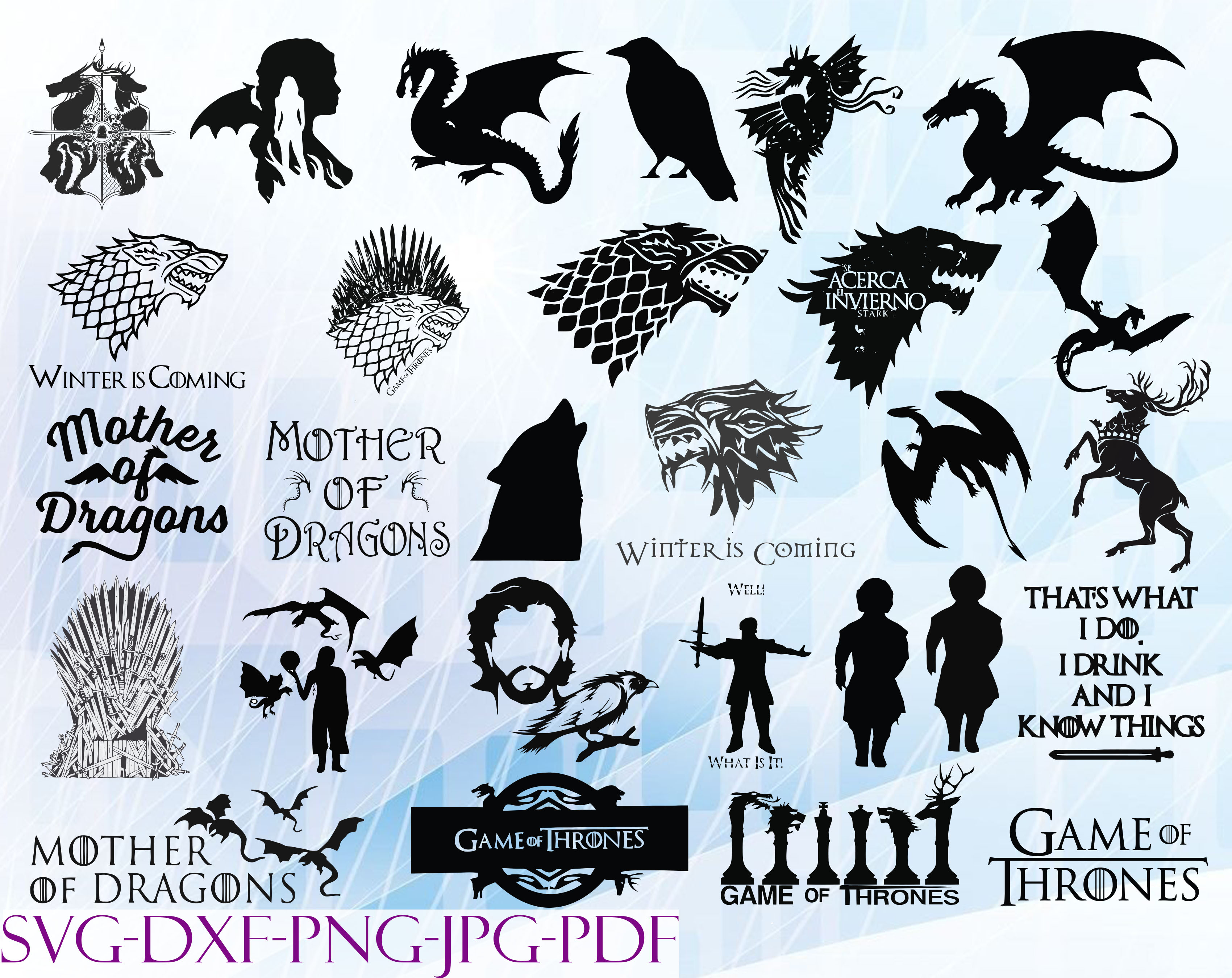 Game Of Thrones Silhouette SVG, Bundles Game Of Thrones SVG, - Inspire ...
