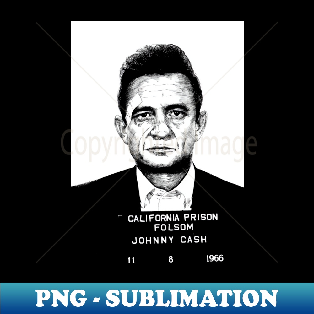 Johnny Cash Mugshot Black ver - PNG Transparent Sublimation - Inspire ...