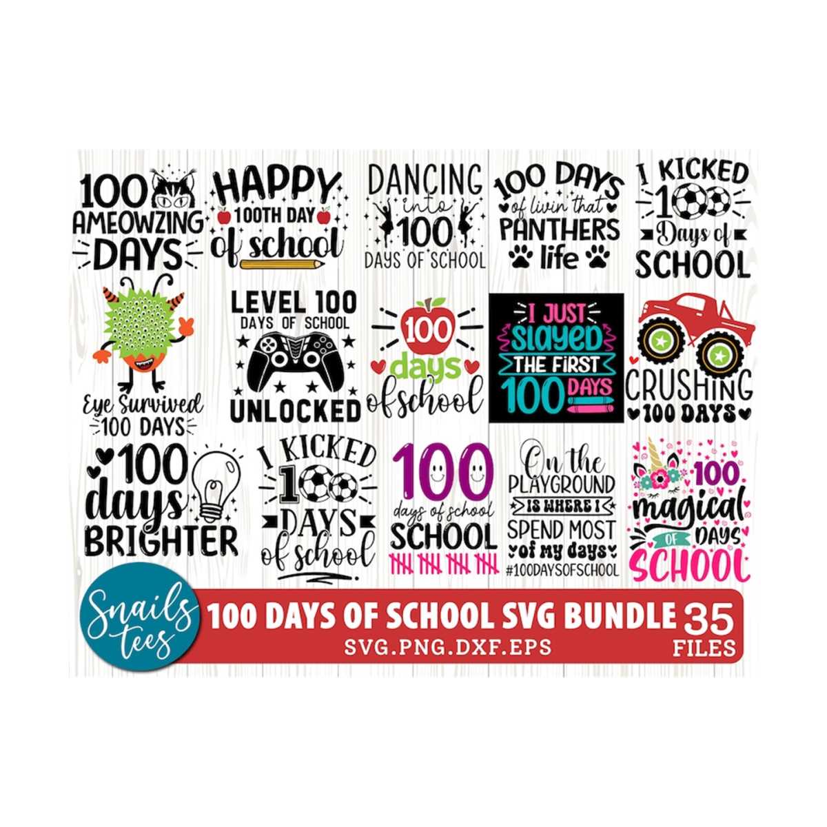100 Days of School SVG Bundle, Png, 100th Day of School svg, | Inspire ...