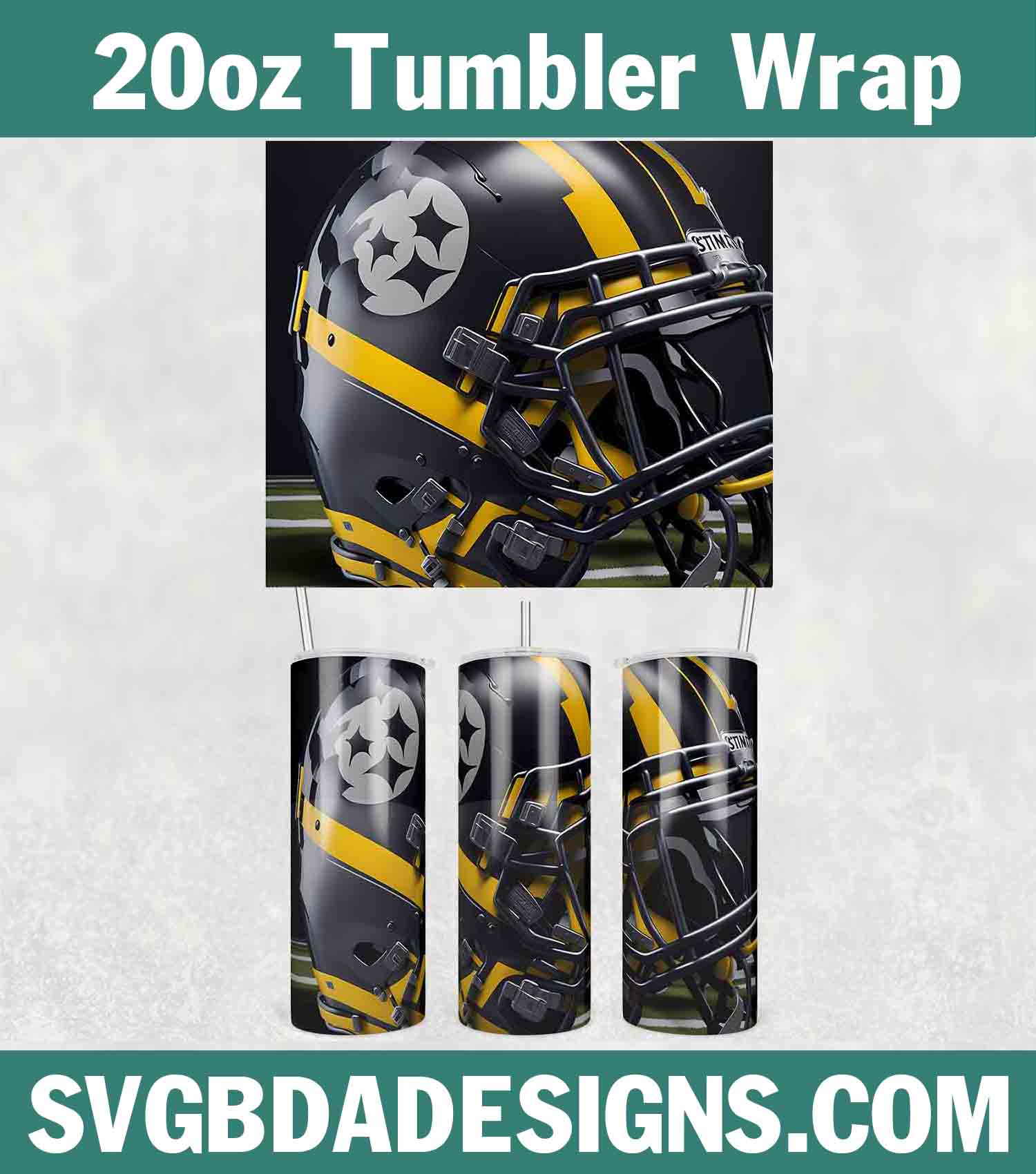 Steelers Football Tumbler Wrap, NFL Football Tumbler Wrap, P Inspire
