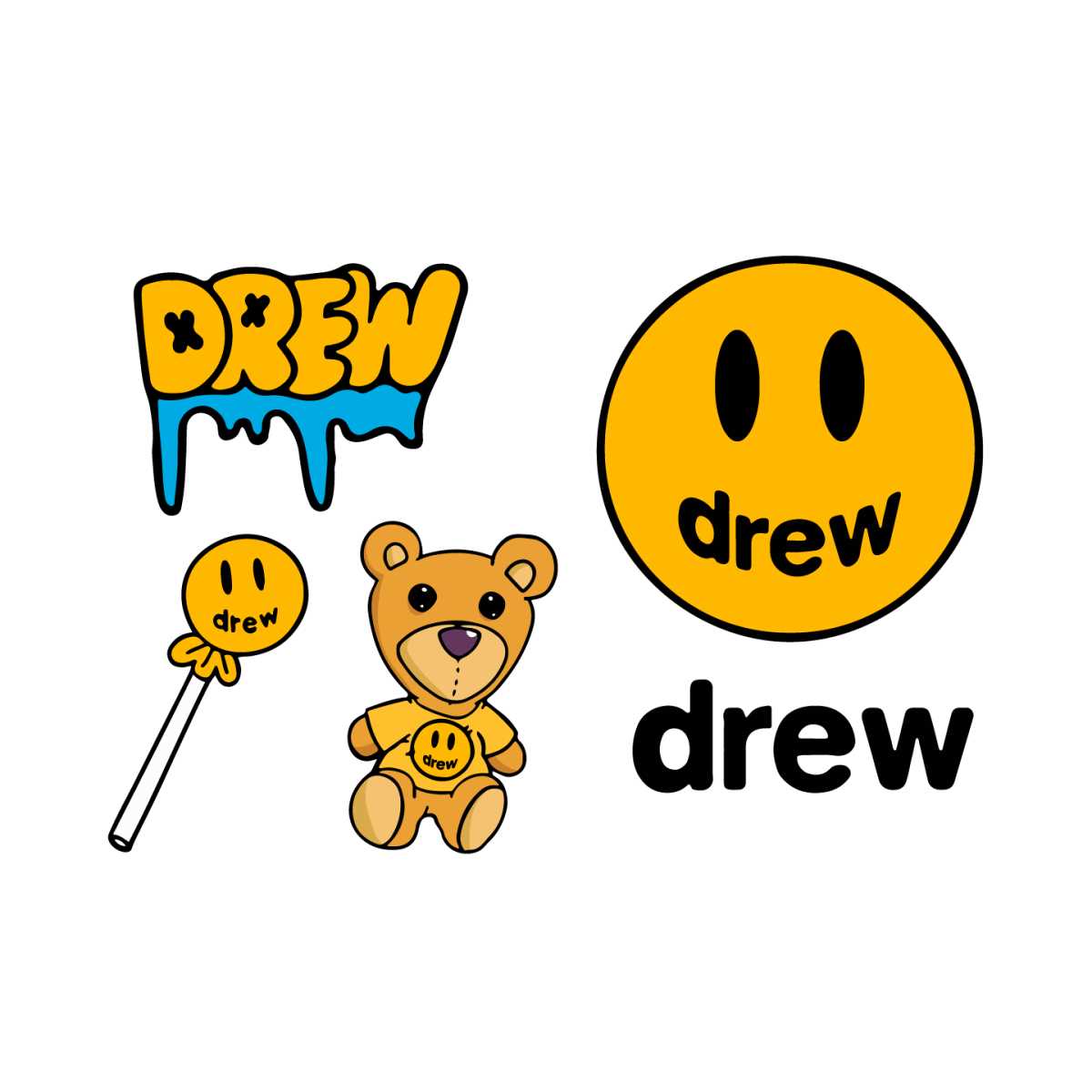 drew house - ジャスティン・ビーバー drew house ピンバッジ　全4種セット&amp;チラシ ジャスティン・ビーバー drew house ピンバッジ 全4種セット