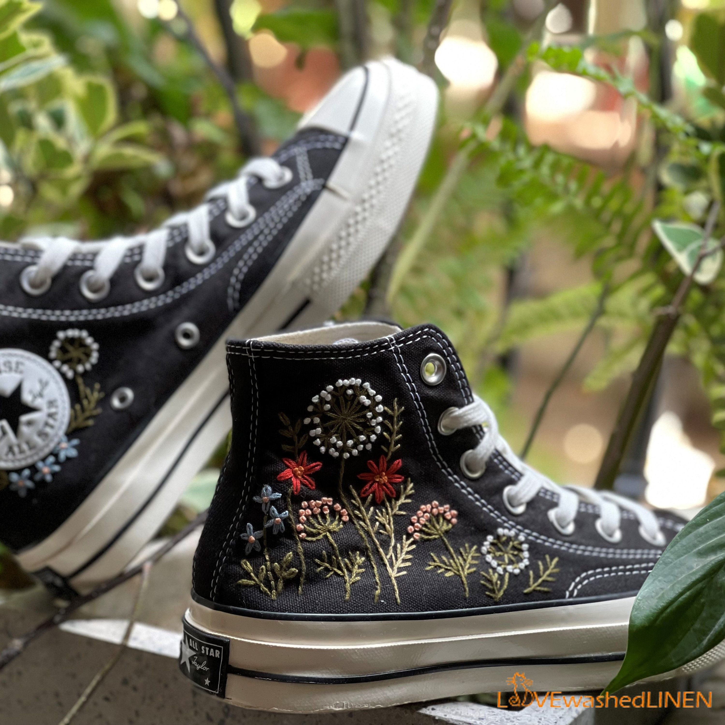 Custom Converse Chuck Taylor Embroidered Garden Flower, Embr | Inspire ...