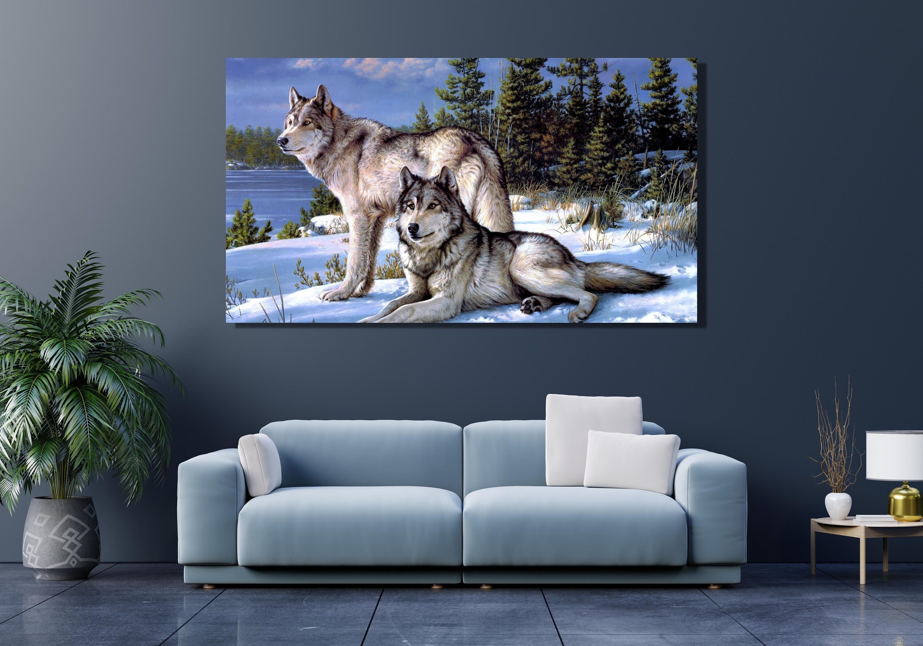 wolves in Wildlife in winter Print , Animals canvas wall ar | Inspire ...