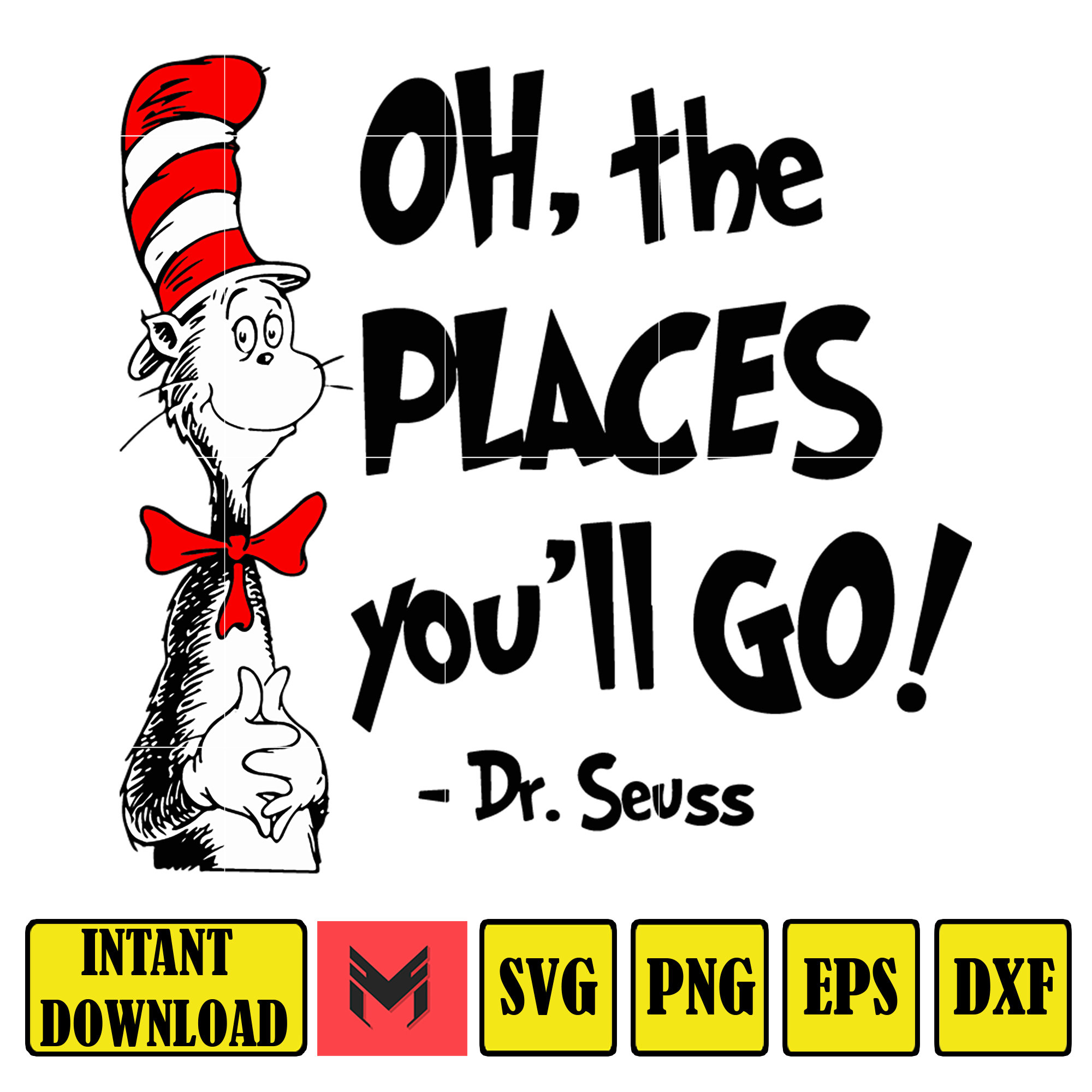 oh,the places you'll go , Dxf, Png, Dr.Suess book Png, Dr. S - Inspire ...