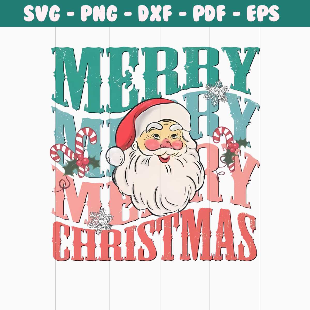 Vintage Cute Santa Merry Christmas SVG File For Cricut | Inspire Uplift