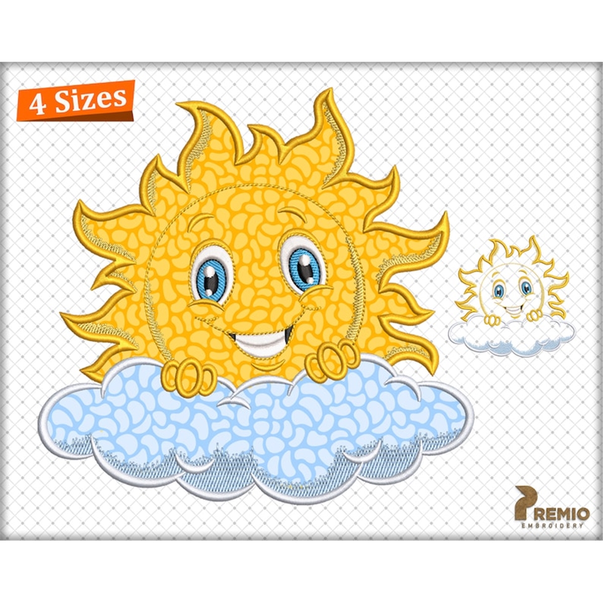 Summer Sun Applique Design, Smiling Sun with cloud Machine A | Inspire ...