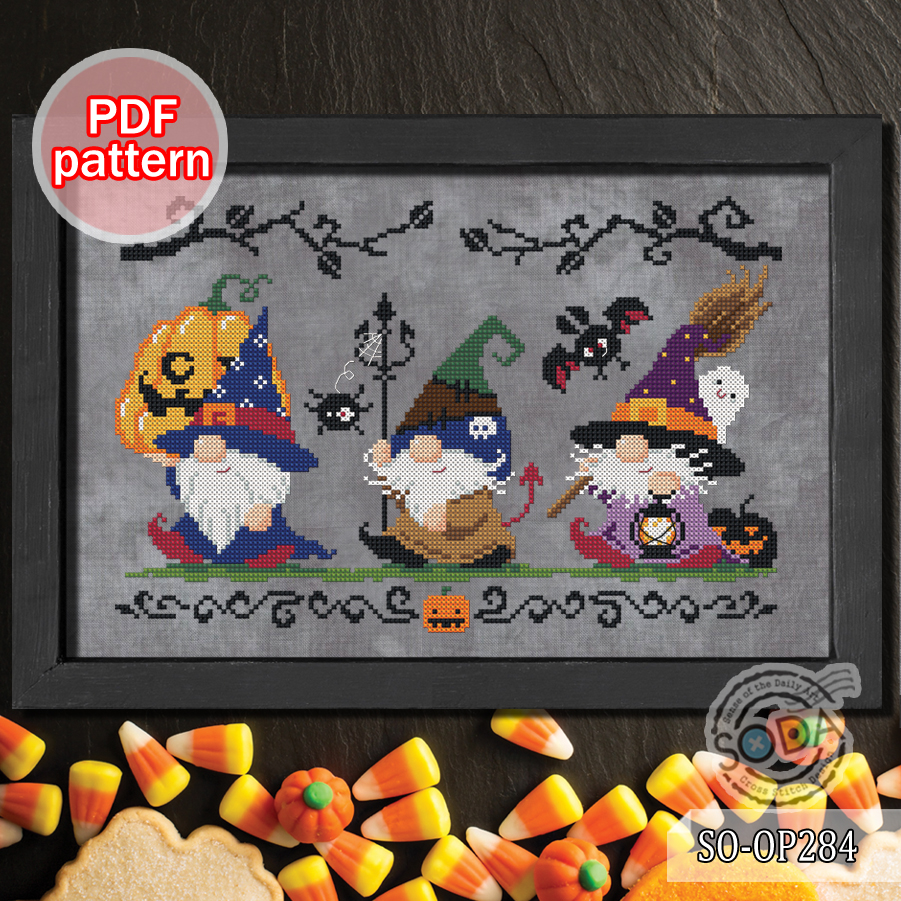 Cross Stitch Pattern pdf Halloween Gnome Witch Pumpkin Witch | Inspire ...