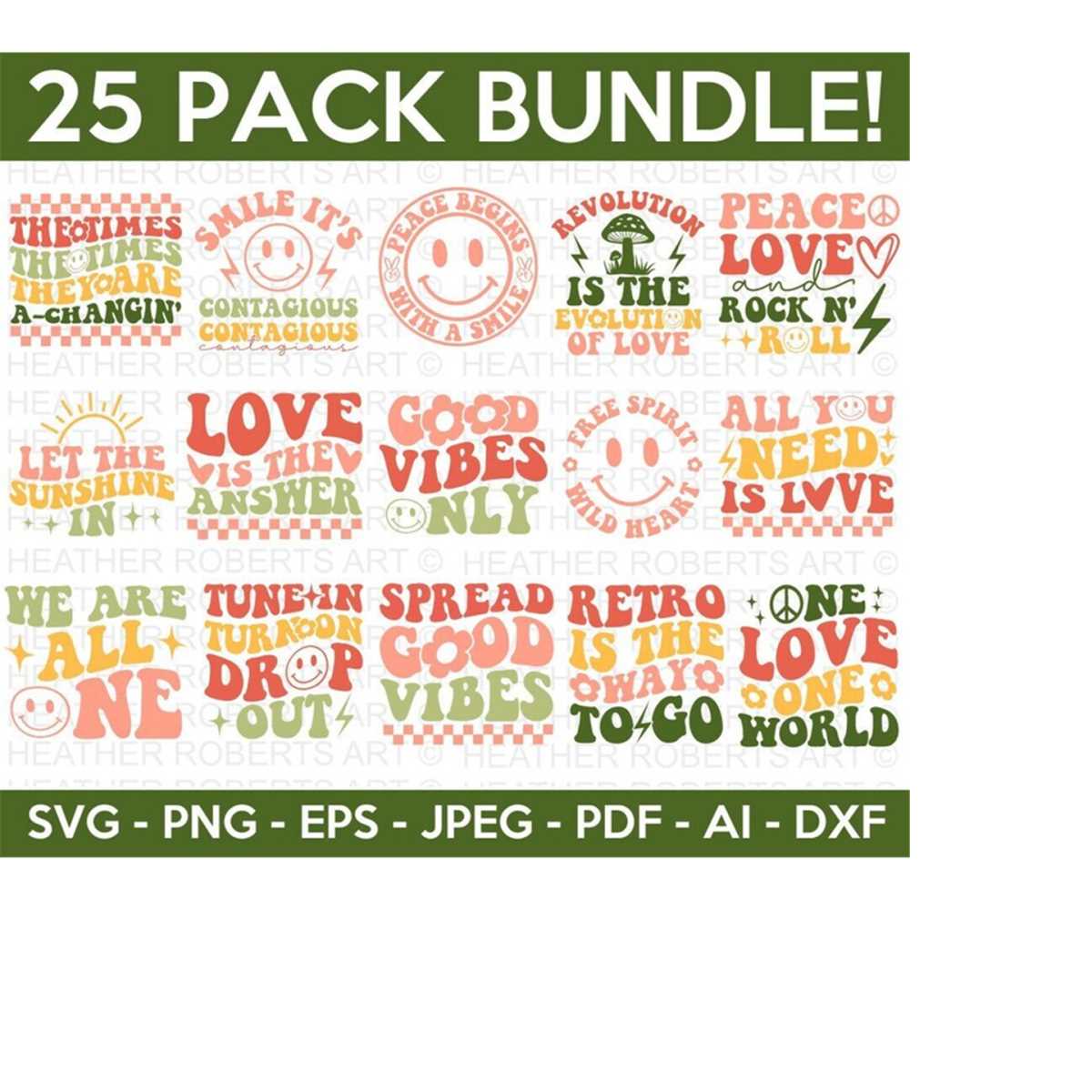 Hippie Retro SVG Bundle, Hippie Svg, Peace Svg, Inspirationa | Inspire ...
