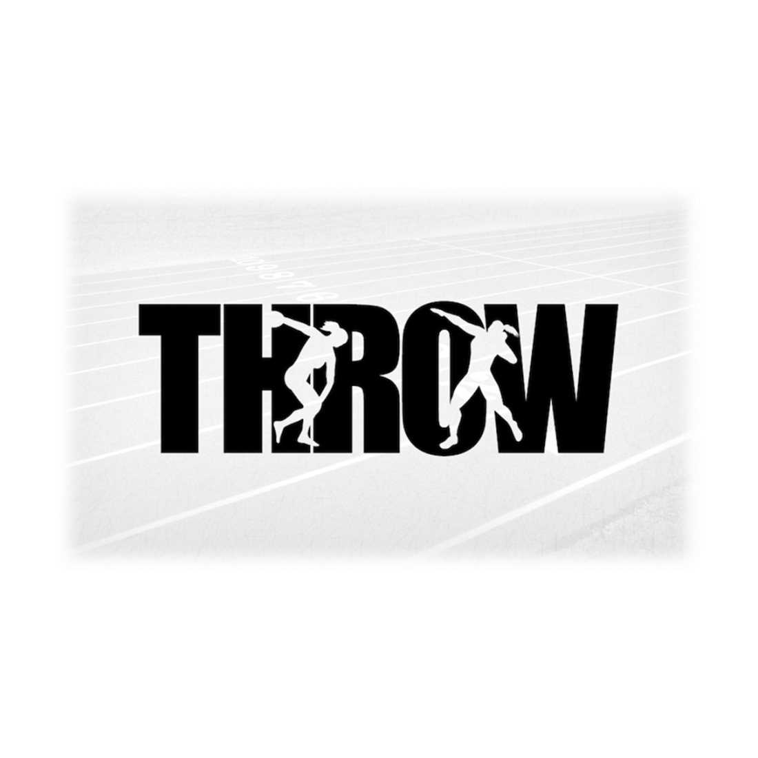 Sports Clipart Track & Field Black Word 'THROW' w/ Female Inspire Uplift