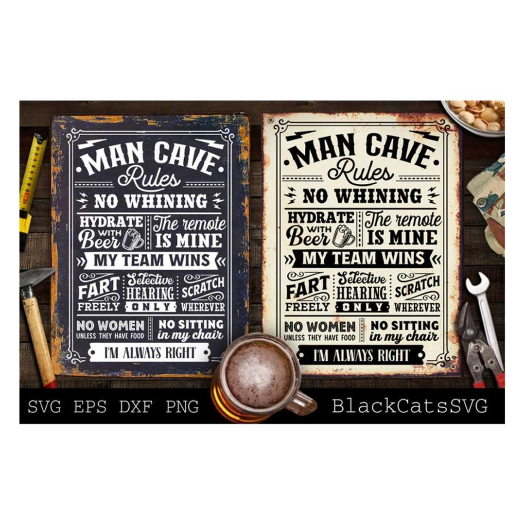 Man Cave Rules svg, Man cave rules poster SVG, Garage svg, D Inspire