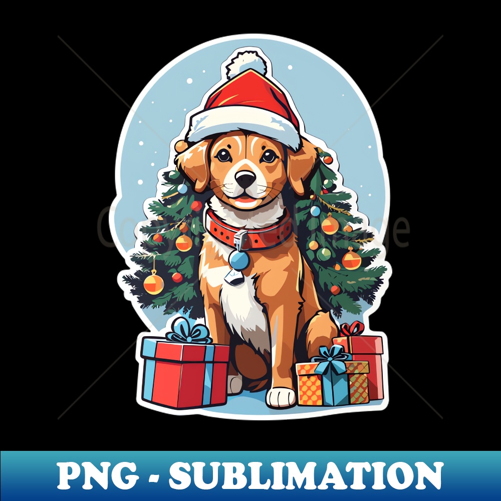 Christmas Dog in a Santa hat - PNG Transparent Sublimation F | Inspire ...