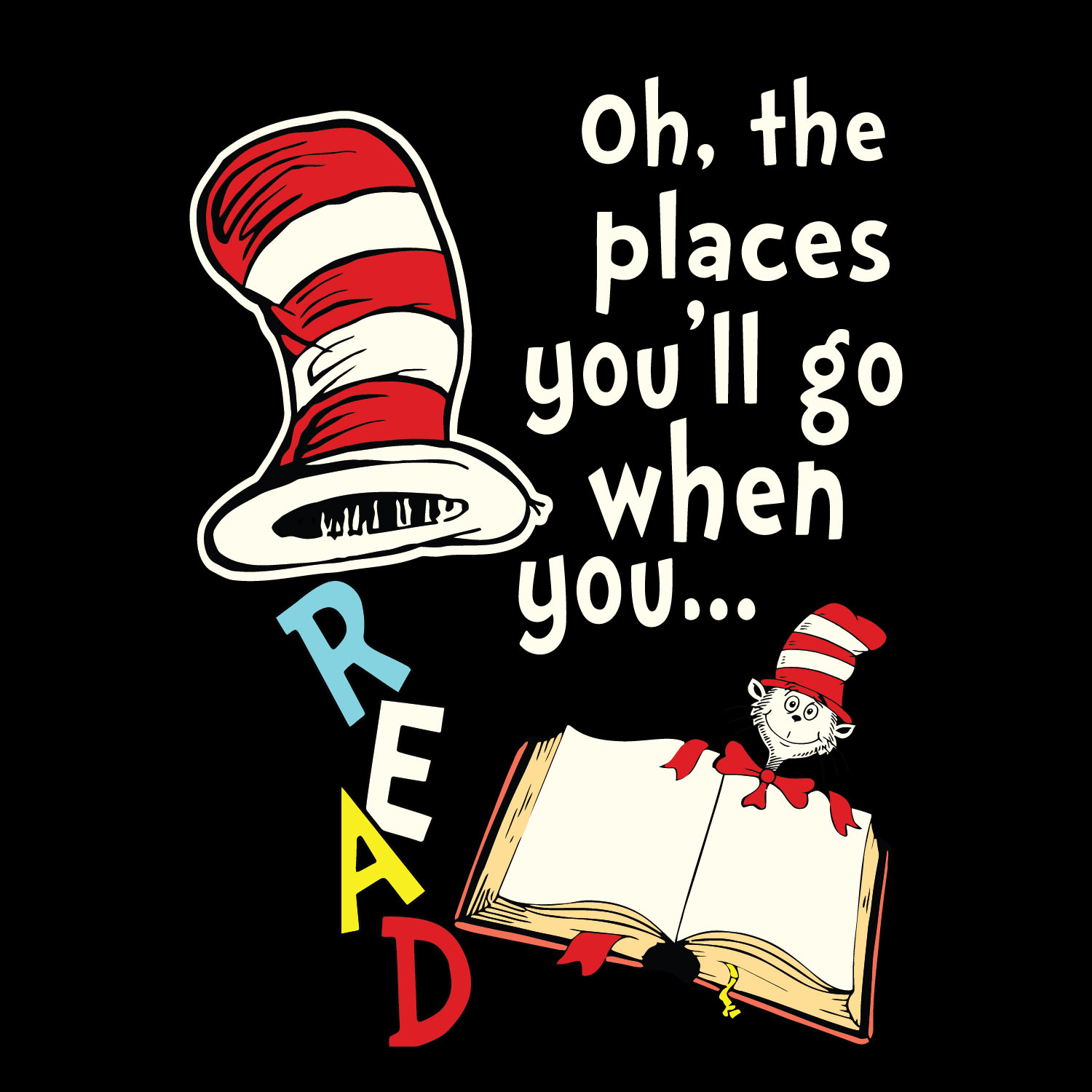 Oh The Places Youll Go When You Read Books svg, Dr Seuss Svg | Inspire ...
