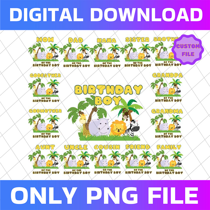 Safari Birthday bundle boy PNG,Family Birthday Png, Matching | Inspire ...