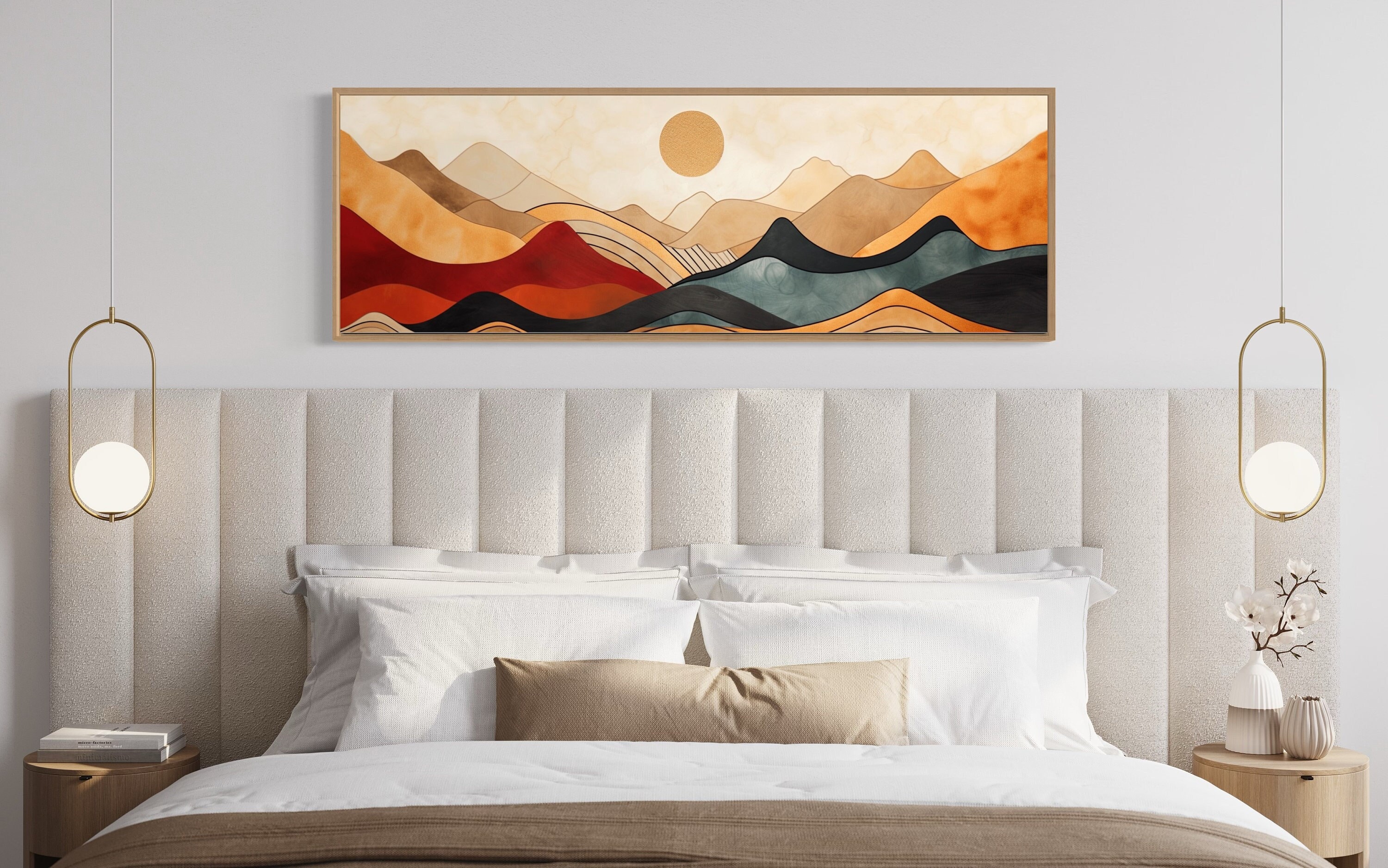 Mid Century Modern Mountain Wall Art Abstract Panoramic Pain Inspire