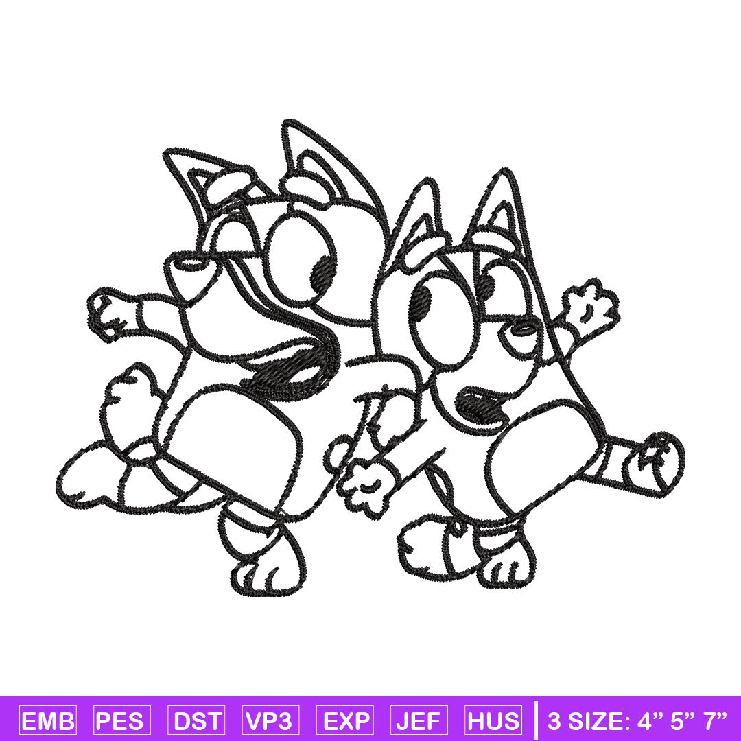 Bingo Bluey Coloring Pages Embroidery, Bluey Embroidery, Emb - Inspire