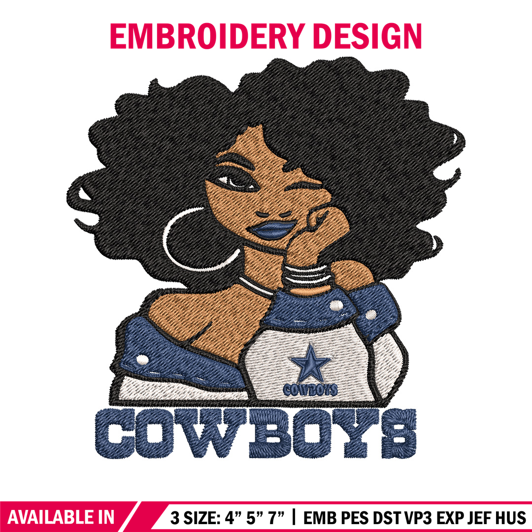 Dallas Cowboys Girl embroidery design, NFL girl embroidery, Inspire