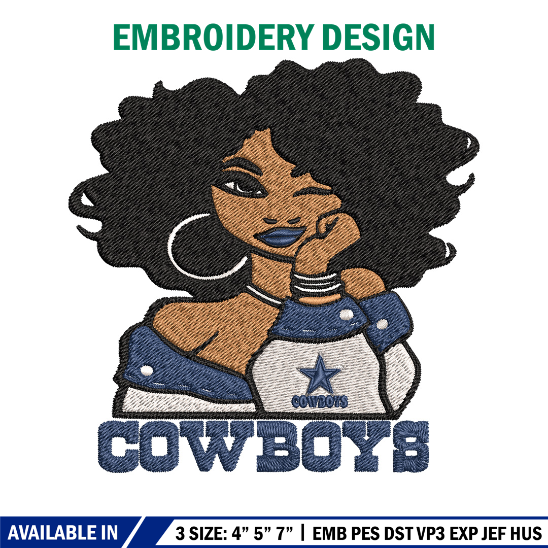 Dallas Cowboys Girl embroidery design, NFL girl embroidery, Inspire
