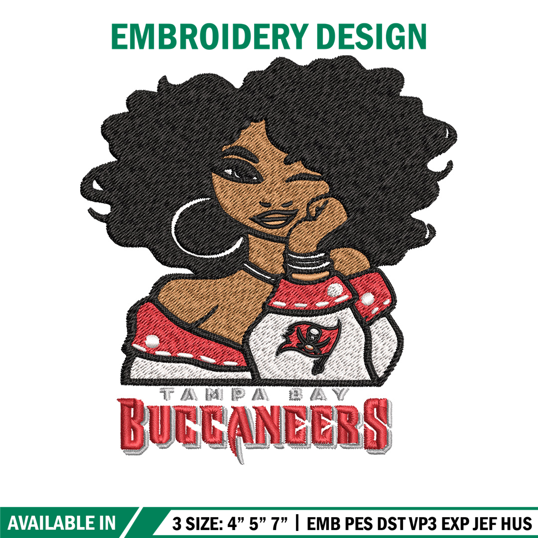Tampa Bay Buccaneers embroidery design, NFL girl embroidery, Inspire
