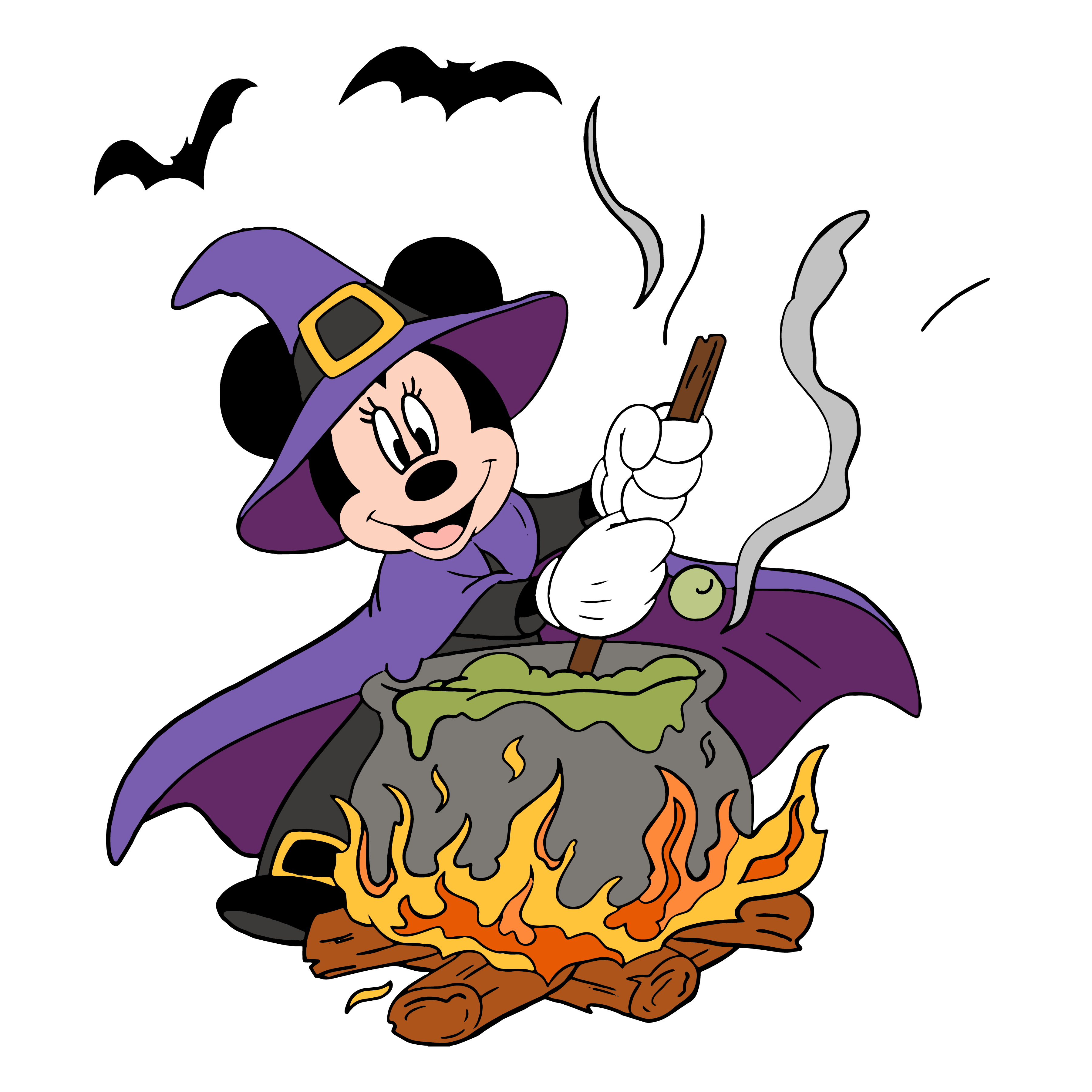 Halloween Minnie Mouse Witch in costume Iron On Heat Transfe