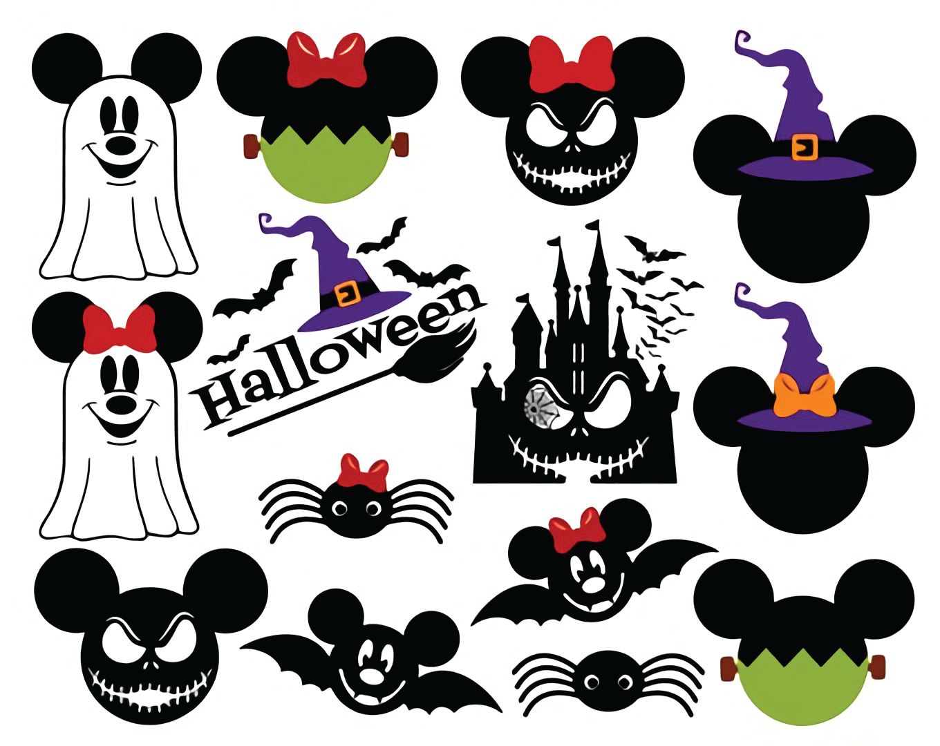 Mickey Halloween Bundle Svg, Mickey Mouse Svg, Disney Hallow Inspire Uplift