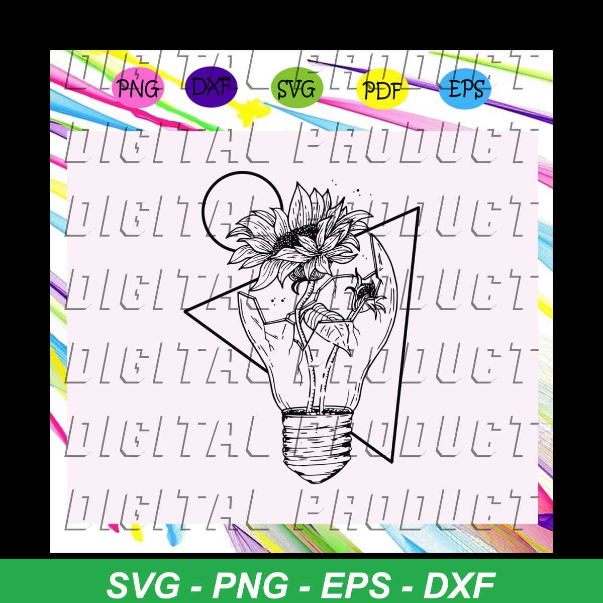 Sunflower light bulb , light bulb clipart, sunflower svg, su Inspire Uplift