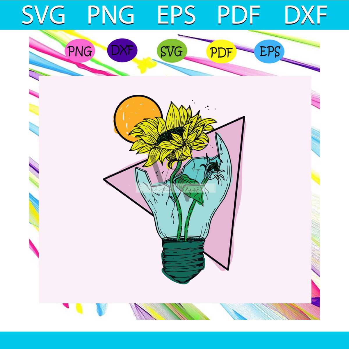 Sunflower SVG, sunflower light bulb, light bulb clipart, sun Inspire Uplift