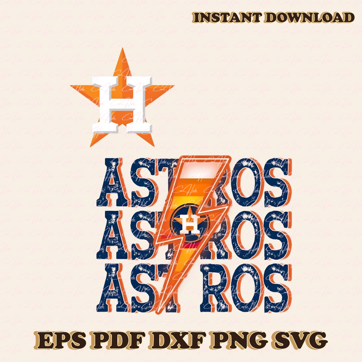 Retro Houston Astros Lightning Bolt PNG Sublimation File Inspire Uplift