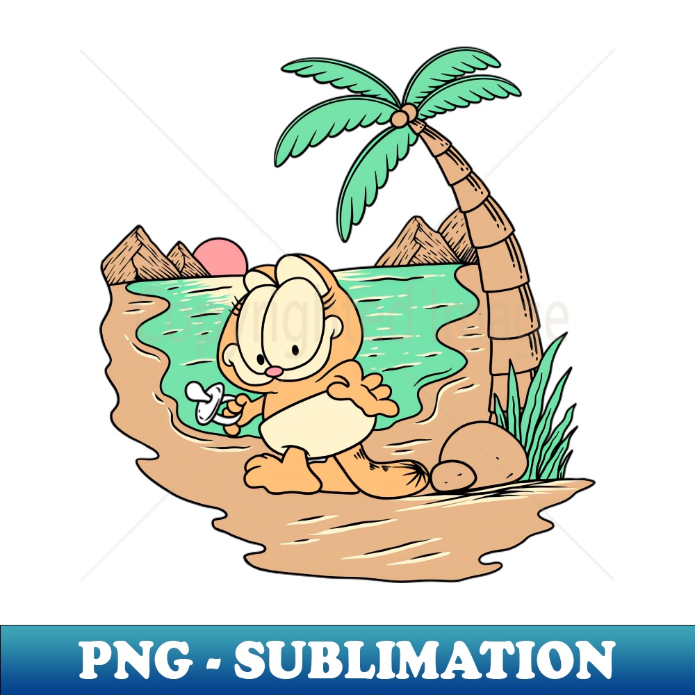 Garfield using baby pacifier in the beach - PNG Transparent | Inspire ...