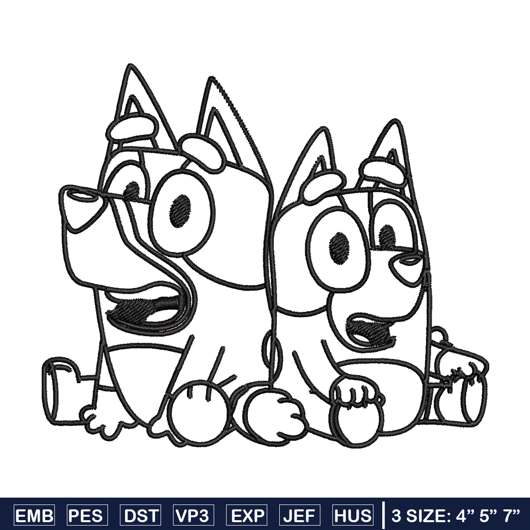 Bluey Bingo Coloring Pages Embroidery, Bluey Embroidery, Emb - Inspire