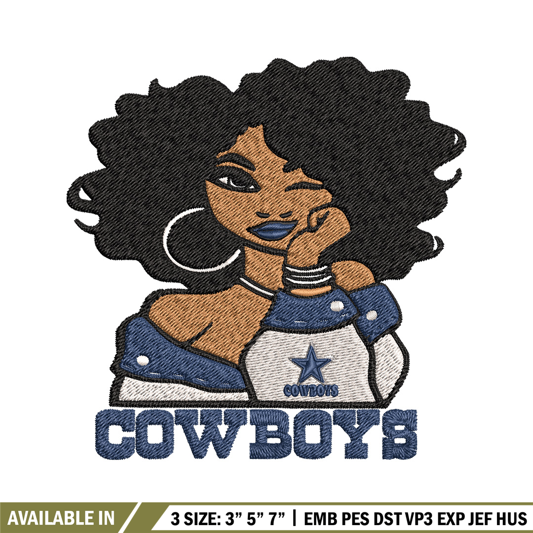Dallas Cowboys Girl embroidery design, NFL girl embroidery, Inspire