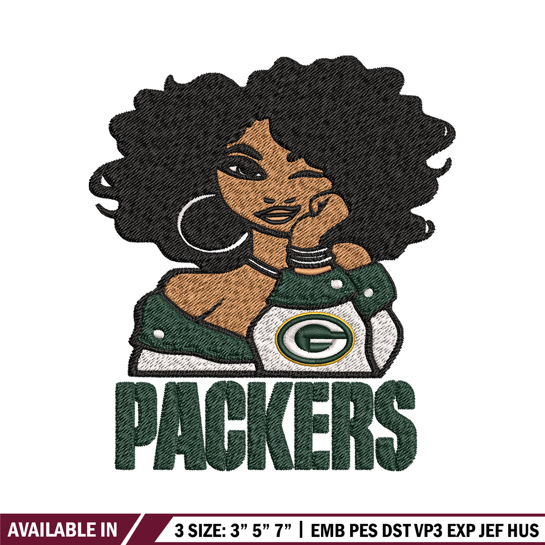 Green Bay Packers embroidery design, NFL girl embroidery, Gr | Inspire ...