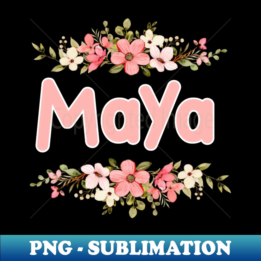 Flower Border Maya Name Label PNG Transparent Sublimation Inspire