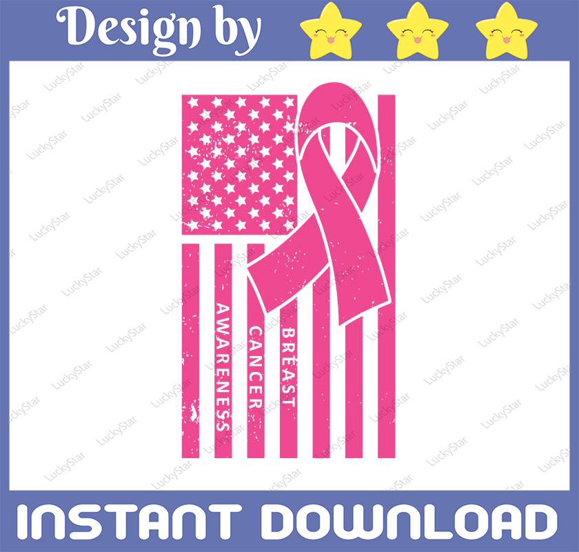 Breast Cancer Awareness Flag SVG, Distressed Flag SVG, Pink - Inspire