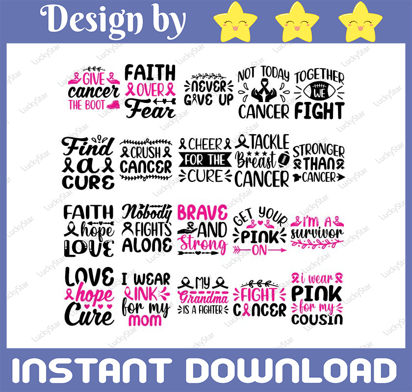 Breast Cancer SVG Bundle, Survivor Svg, Ribbon Svg, Pink Rib | Inspire