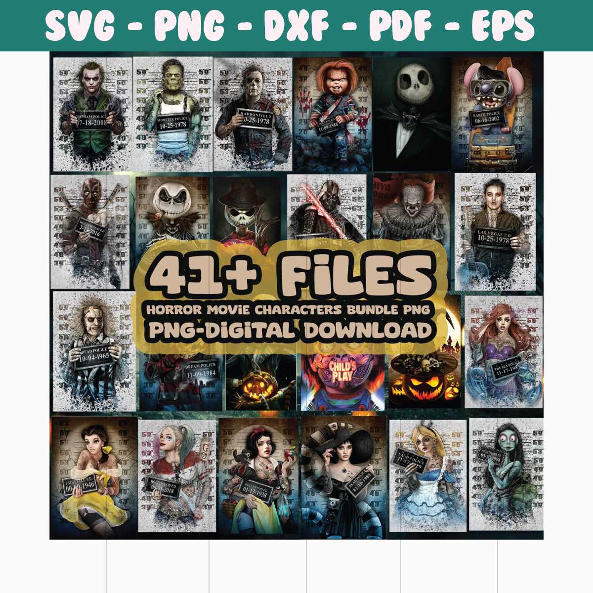 Horror Movie Characters Bundle PNG Instant Download | Inspire Uplift