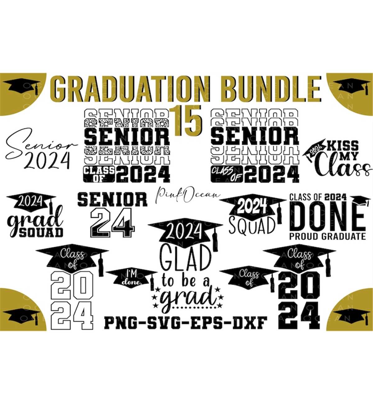Graduation SVG Bundle, Proud Graduate 2024 SVG, Senior 2024 - Inspire