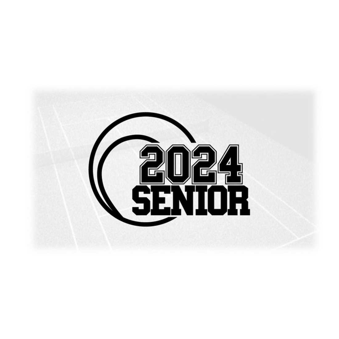 Sports Clipart Black Tennis Ball w/ Words '2024 SENIOR' in Inspire