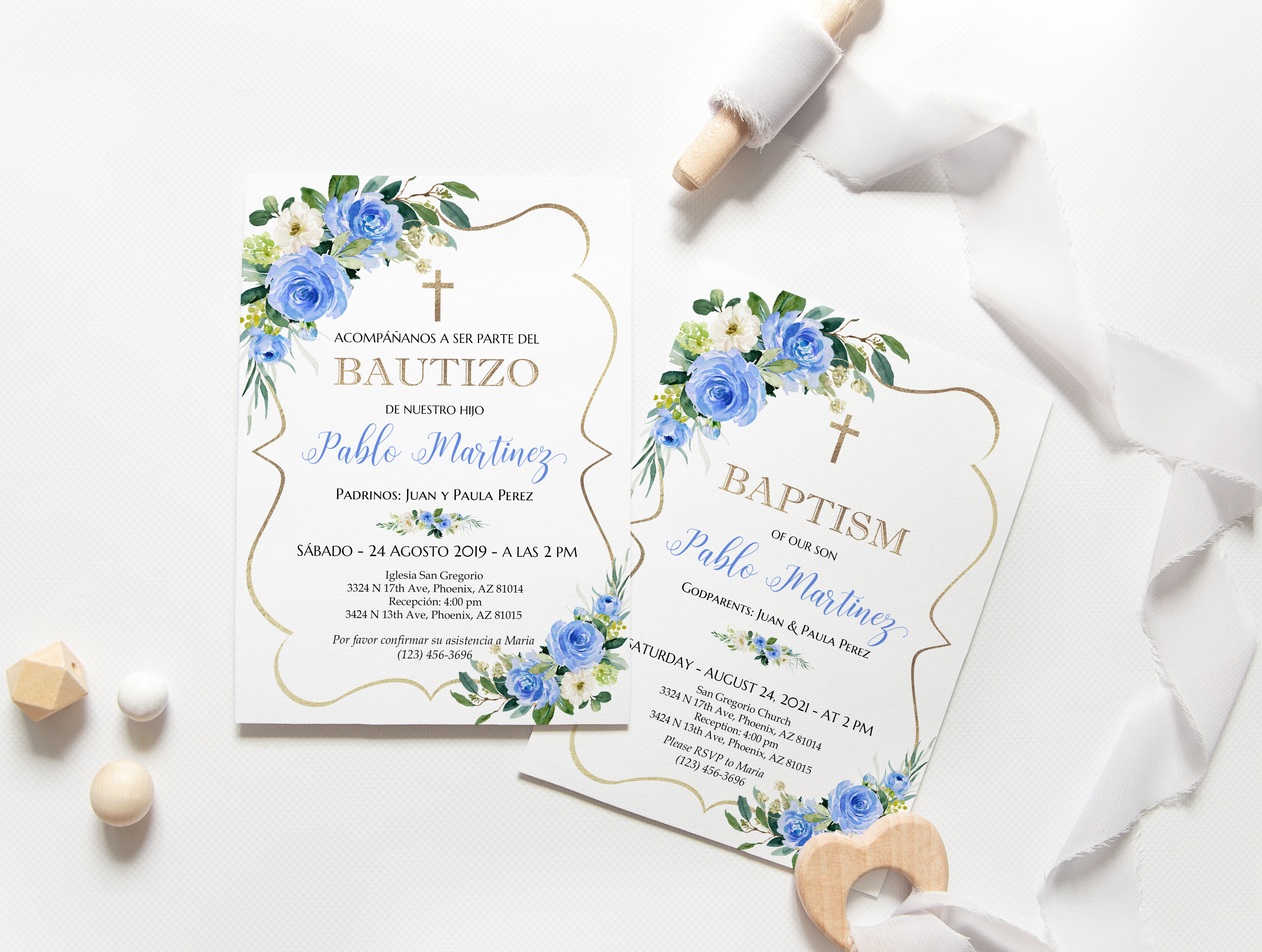 Invitaciones De A Mi Bautizo – Spanish Baptism/Christening Invitations & Party Favors, Multicolor Religious Theme (Unbranded)