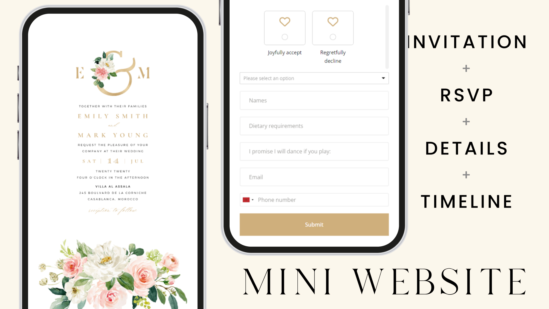 Mini wedding website with Invite, RSVP, Details & Schedule - Inspire Uplift