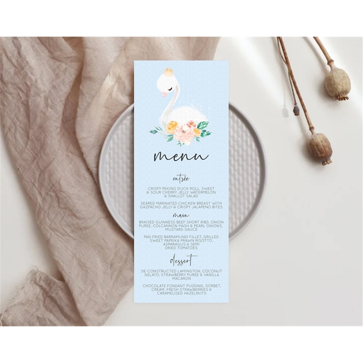 Menu Backdrop Swan Swan Menu Swan Princess Ballet Menu Template Enchanted Swan - Inspire ...