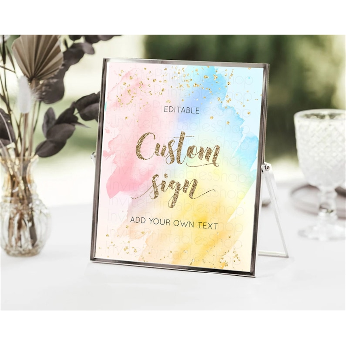 Pastel Sign In Pastel Sign Ombre Table Sign Decor Pastel Ombre Rainbow Wate - Inspire ...