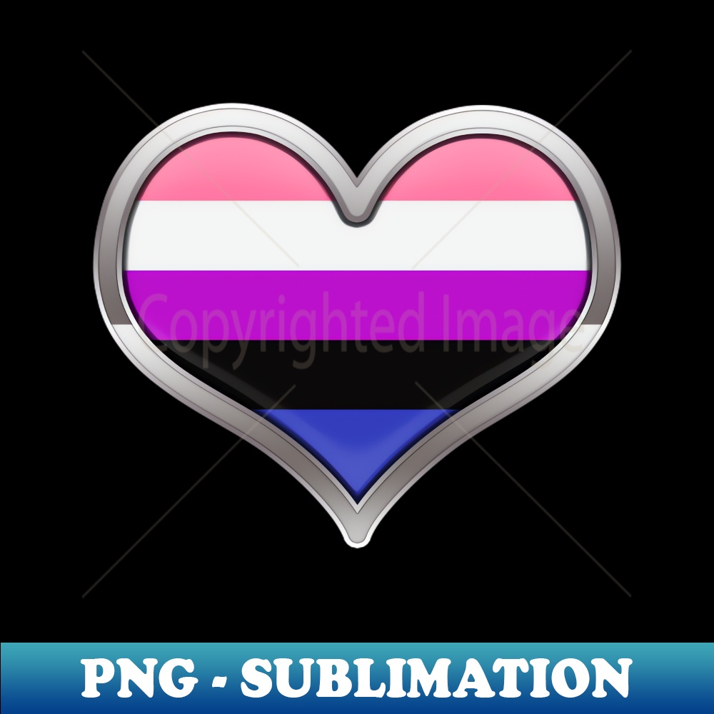 Large Gender Fluid Pride Flag Colored Heart with Chrome Fram | Inspire ...