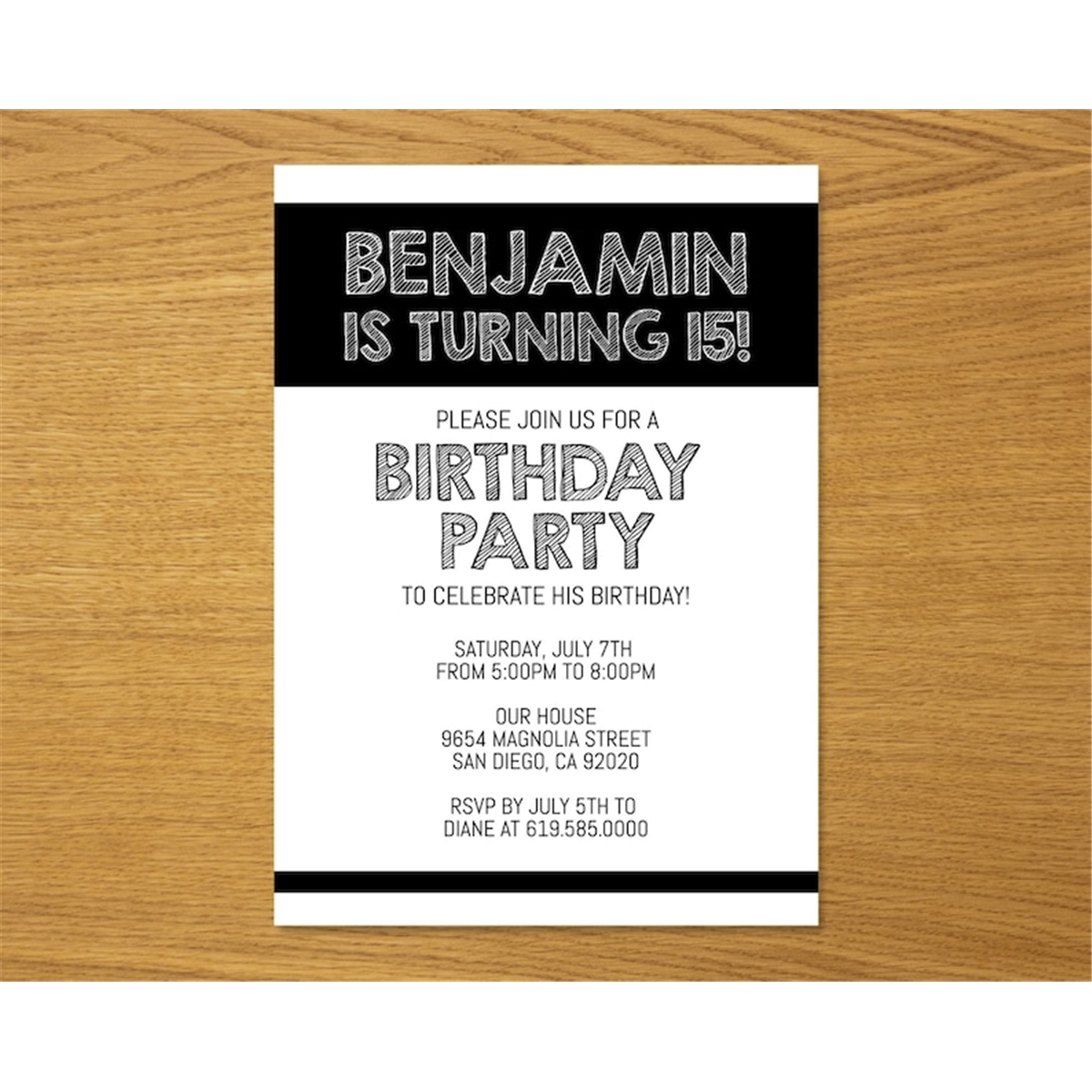 Simple Black and White Birthday Invitation Template, ANY AGE - Inspire ...