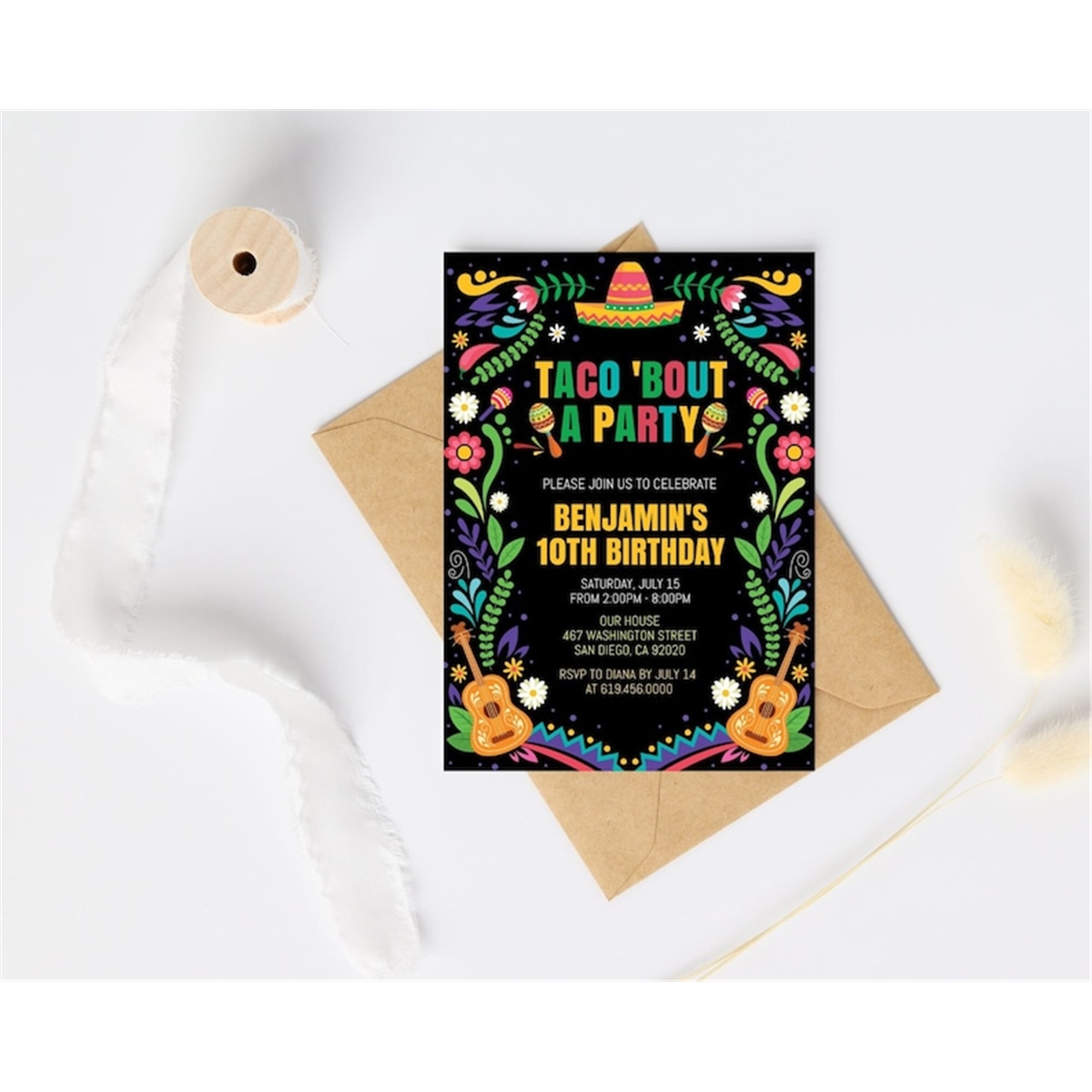 Fiesta Birthday Party Invitation Mexican Theme Party Printa Inspire