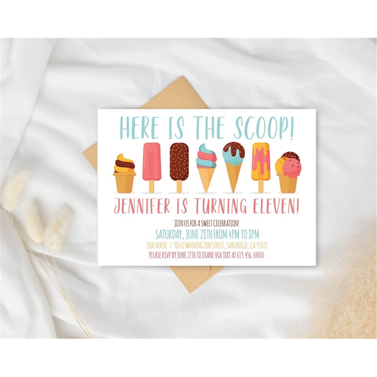 Editable Ice Cream Party Invitation Template, Ice Cream and - Inspire ...